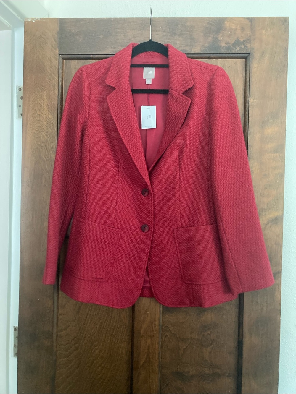 J. Jill Red Textured Tailored Blazer